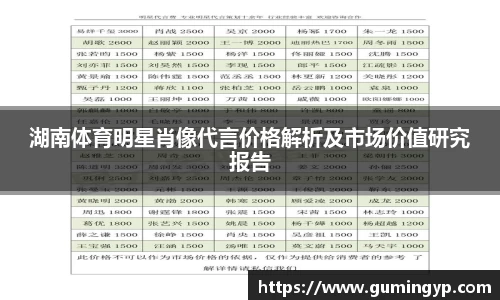 湖南体育明星肖像代言价格解析及市场价值研究报告