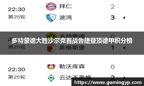 多特蒙德大胜沙尔克首战告捷登顶德甲积分榜